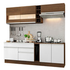 Cocina Compacta 220 x 52 cm 6 Puertas 2 Cajones Marrón/Blanco Glamy Madesa 01