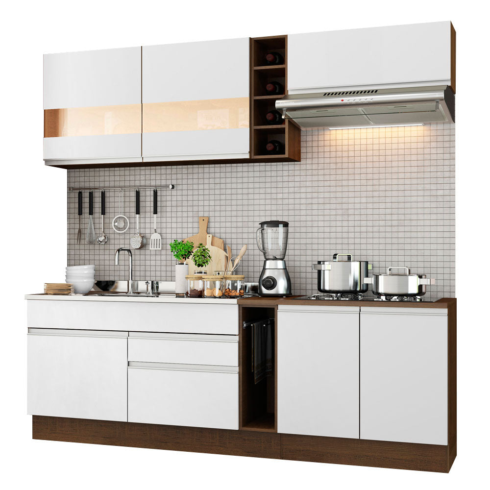 Cocina Integral 220 cm Marrón/Blanco Parma 02