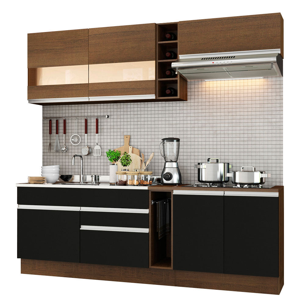 Cocina Compacta 220 cm Marrón/Negro Glamy Madesa