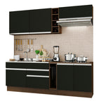 Cocina Compacta 220 x 52 cm 6 Puertas 2 Cajones Marrón/Negro Glamy Madesa 07