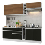 Cocina Integral 220cm Blanco/Marrón/Negro Glamy 03