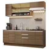 Cocina Integral 240cm sin Fregadero Marrón Glamy 03