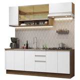 Cocina Integral 240cm sin Fregadero Marrón/Blanco Glamy 03
