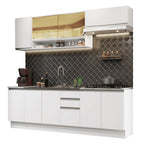 Cocina Integral 240 cm Con Fregadero Blanco Glamy Madesa
