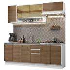 Cocina Integral 240 cm Con Fregadero Blanco/Marrón Glamy Madesa