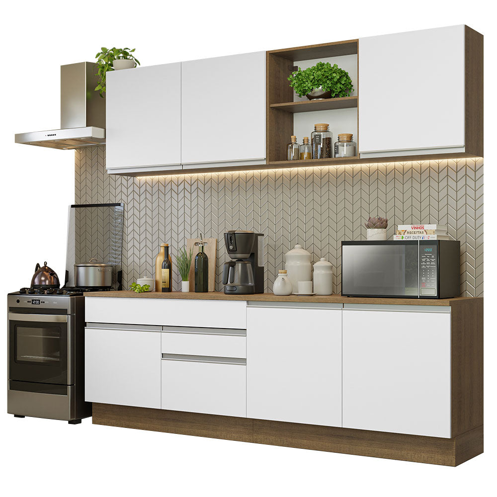 Cocina Integral 240cm Marrón/Blanco Glamy 06