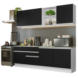 Cocina Integral 240cm Blanco/Negro Glamy 06