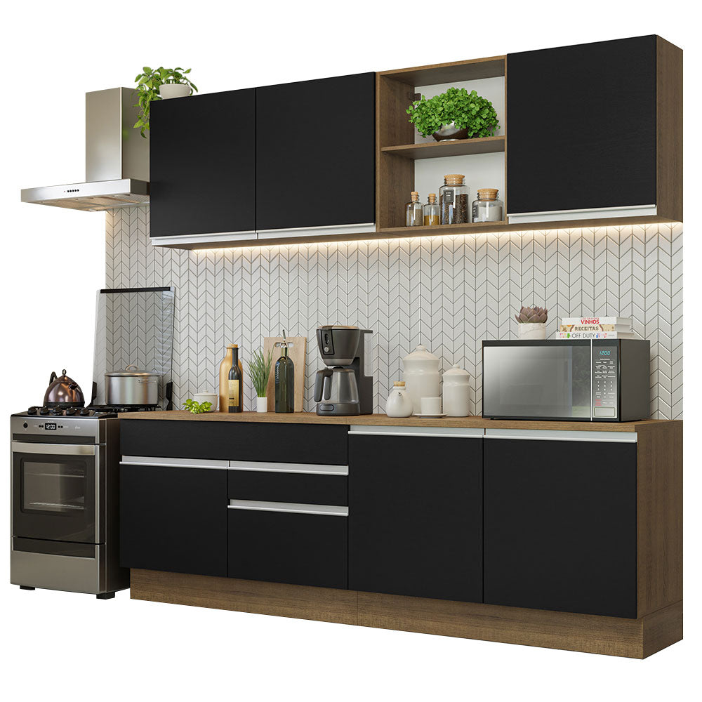 Cocina Integral 240cm Marrón/Negro Glamy 06