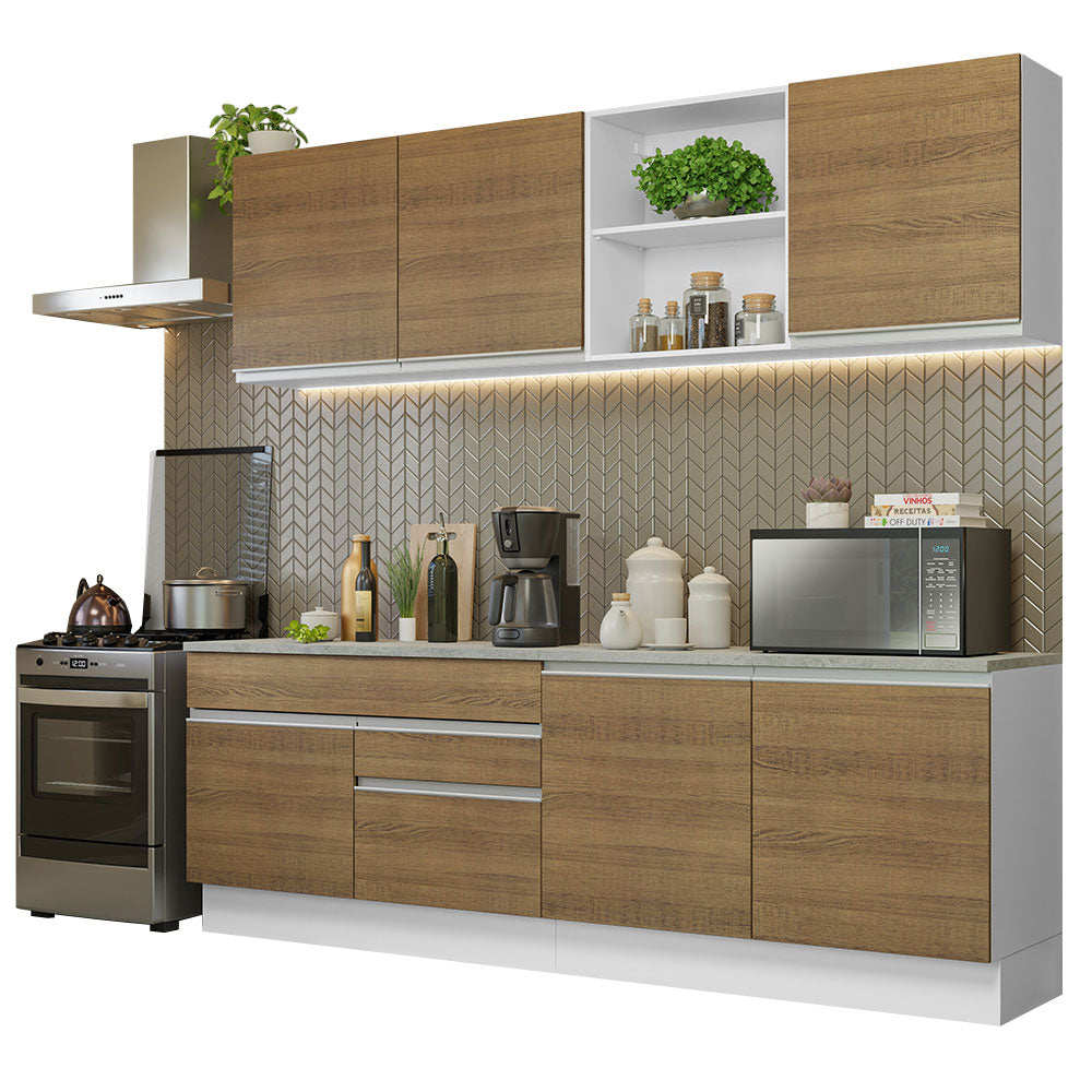 Cocina Integral 240cm Blanco/Marrón Glamy 06