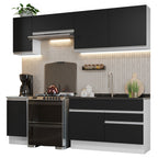 Cocina Integral 240 cm Blanco/Negro Glamy Madesa