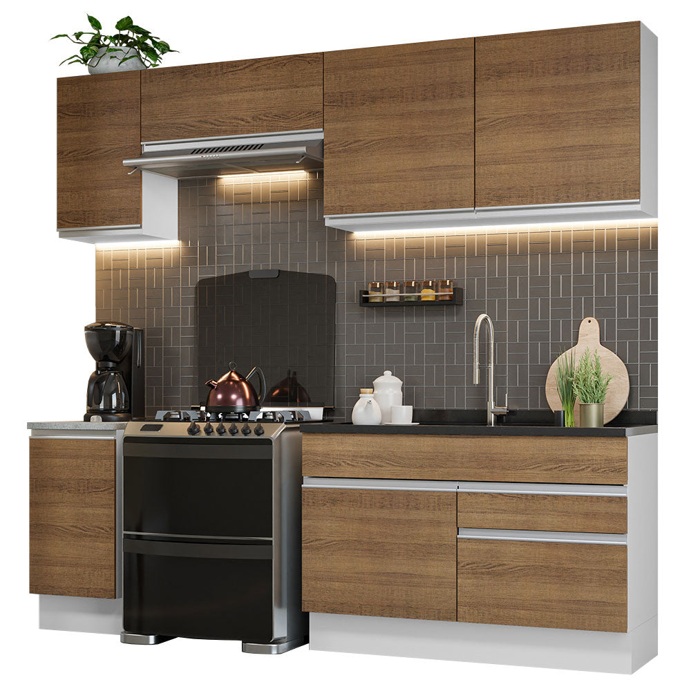 Cocina Integral 240cm Blanco/Marrón Glamy 07