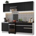 Cocina Integral 240 cm Blanco/Negro Glamy Madesa