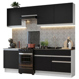 Cocina Integral 240cm Blanco/Negro Glamy 08