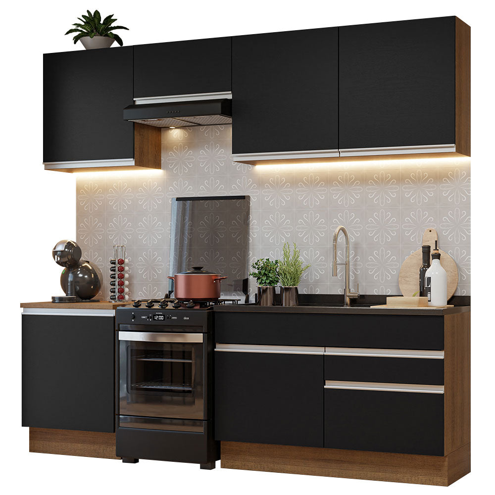 Cocina Integral 240 cm Marrón/Negro Glamy Madesa