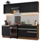 Cocina Integral 240 cm Marrón/Negro Glamy Madesa