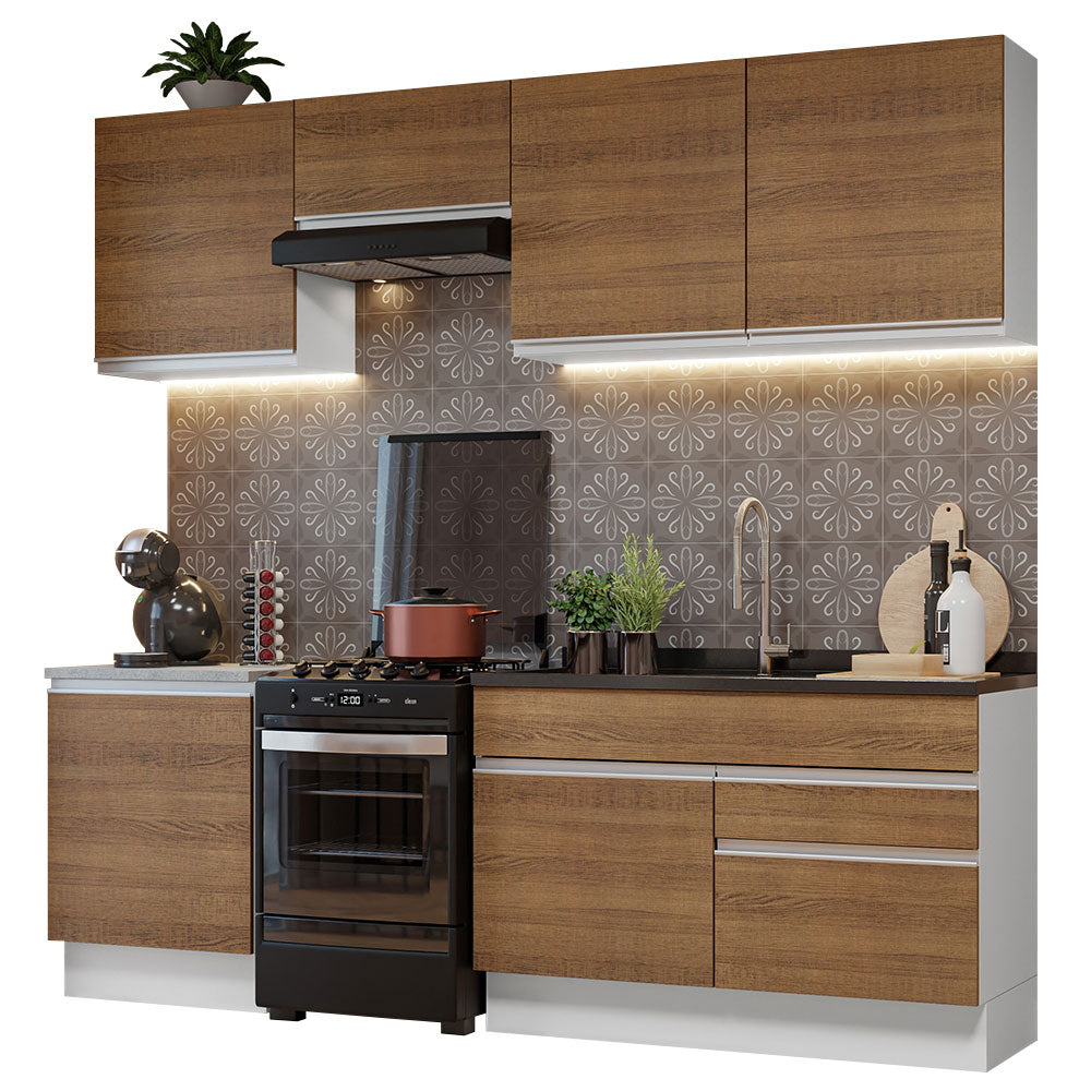 Cocina Integral 240cm Blanco/Marrón Glamy 08