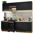 Cocina Integral 240 cm Marrón/Negro Glamy Madesa