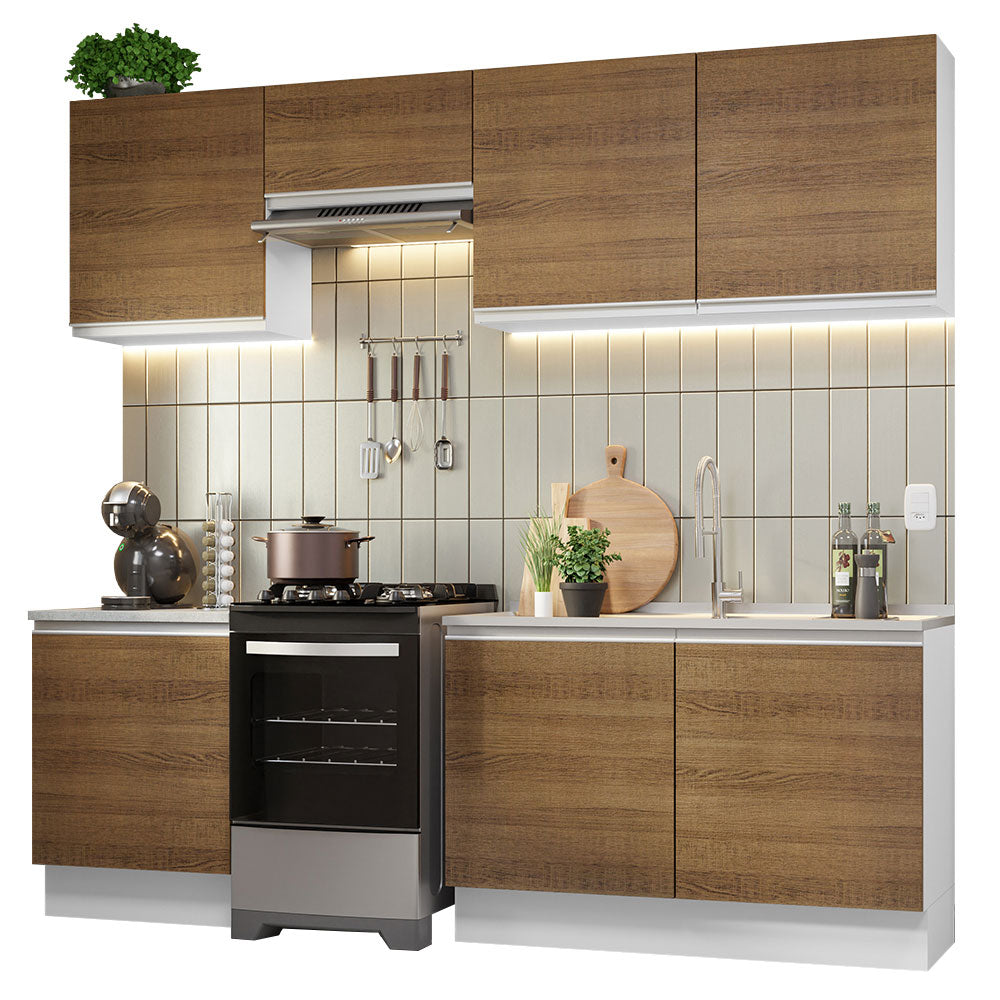Cocina Integral 240cm Blanco/Marrón Glamy 09