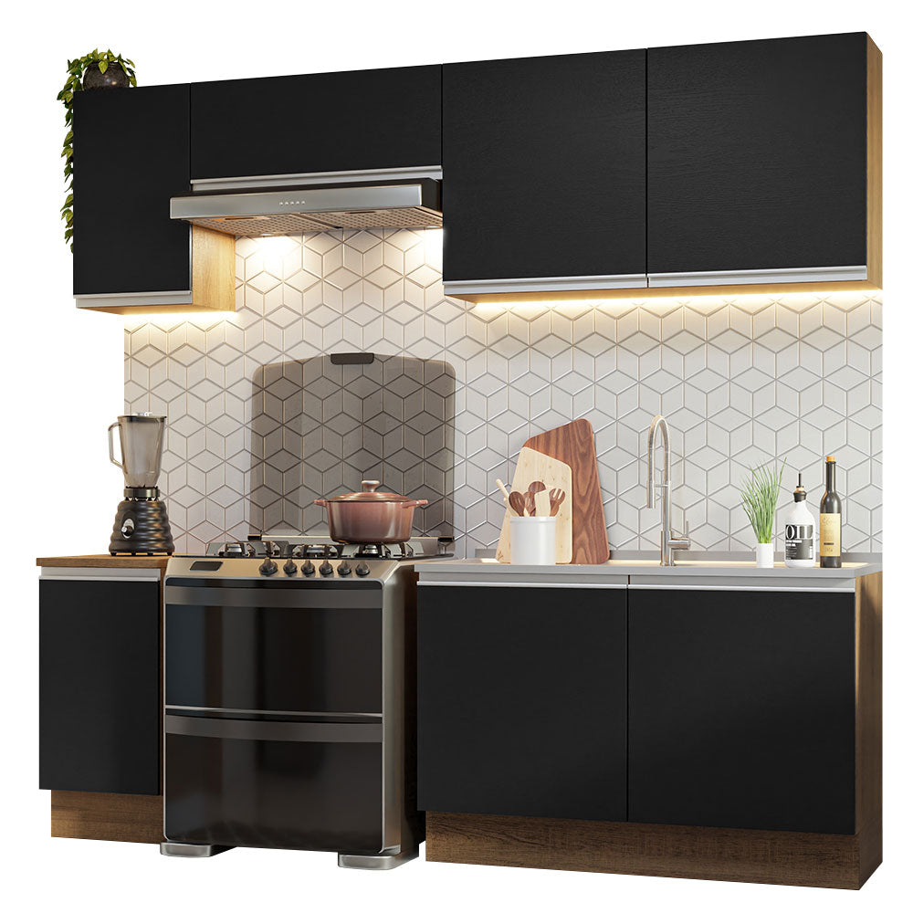 Cocina Integral 240 cm Marrón/Negro Glamy Madesa