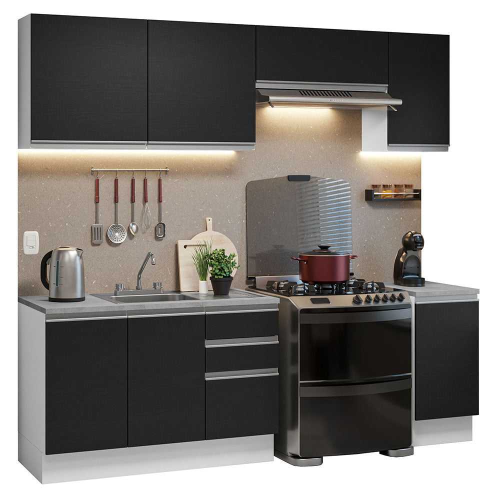 Cocina Integral con Accesorios 240cm Glamy Blanco/Negro