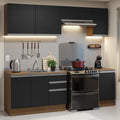 Cocina Integral 240 cm Con Fregadero y Accesorios de Cocina Marrón/Negro Glamy Madesa
