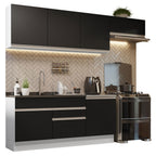 Cocina Integral 260 cm Blanco/Negro Glamy Madesa