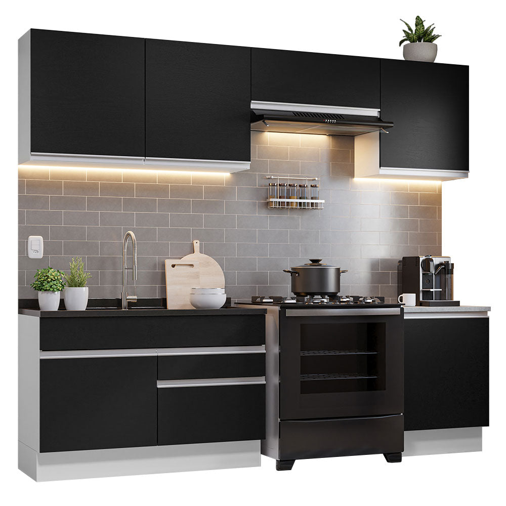 Cocina Integral 260cm Blanco/Negro Glamy 04