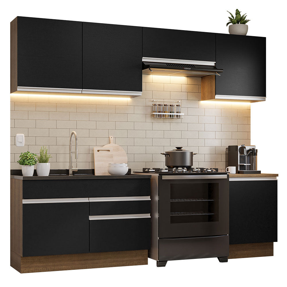 Cocina Integral 260cm Marrón/Negro Glamy 04