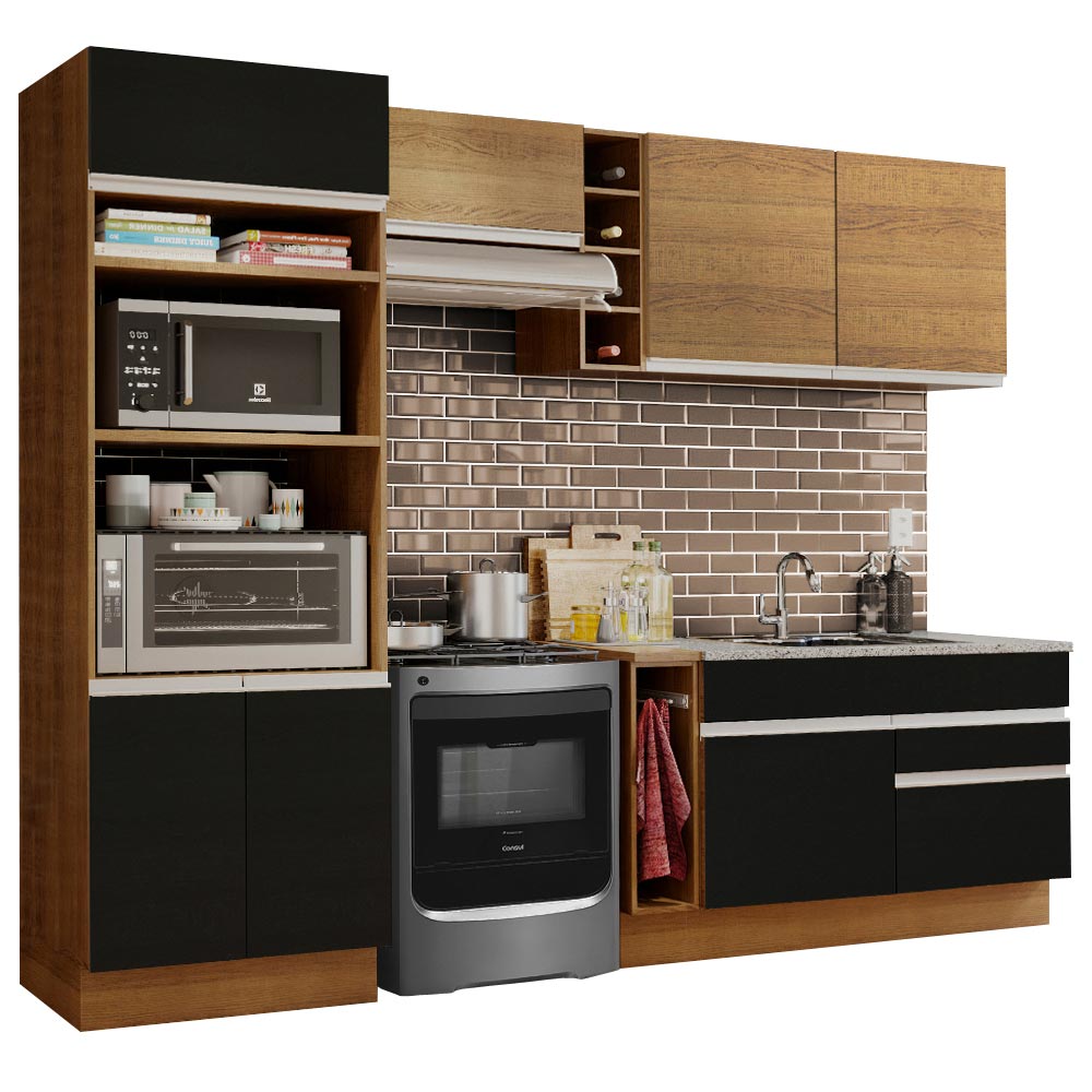 Cocina Integral 270cm Marrón/Negro/Marrón Glamy 09