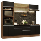 Cocina Integral 270 cm Con Mueble para Horno Marrón/Negro Glamy Madesa