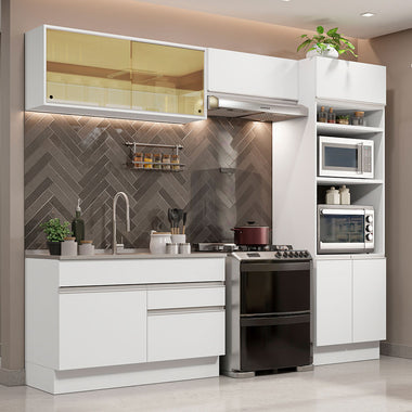 Cocina Integral 270 cm Con Mueble para Horno Blanco Glamy Madesa