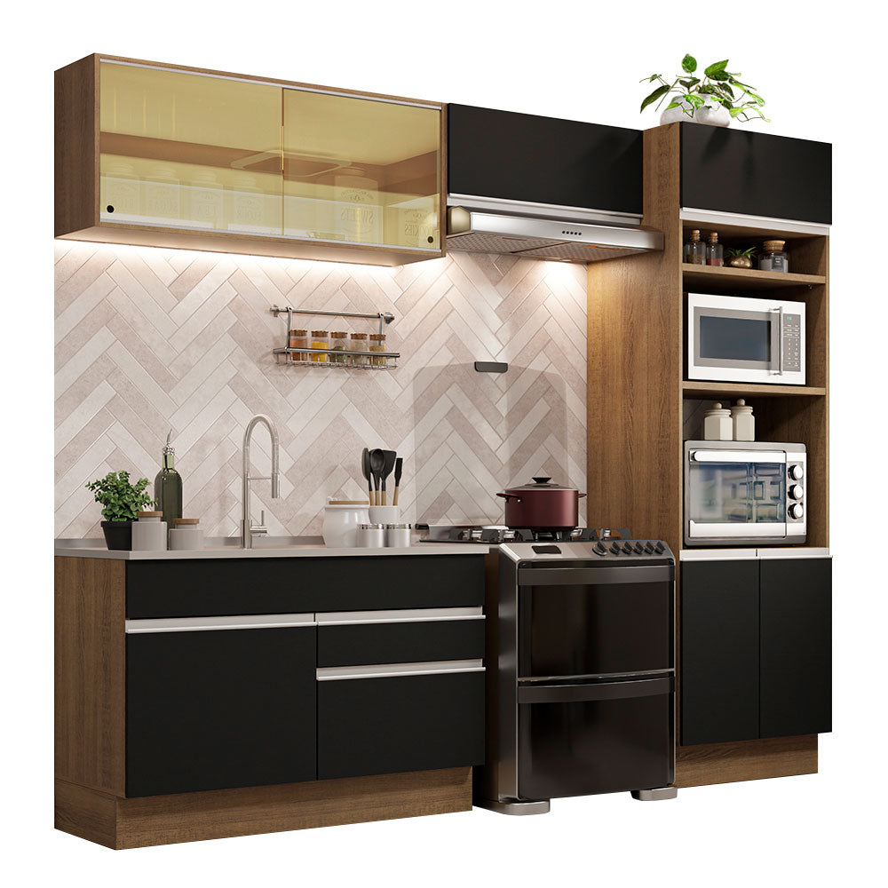 Cocina Integral 270cm Marrón/Negro Glamy 12