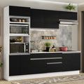 Cocina Integral 270 cm Con Mueble para Horno Blanco/Negro Glamy Madesa