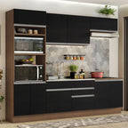 Cocina Integral 270 cm Con Mueble para Horno Marrón/Negro Glamy Madesa