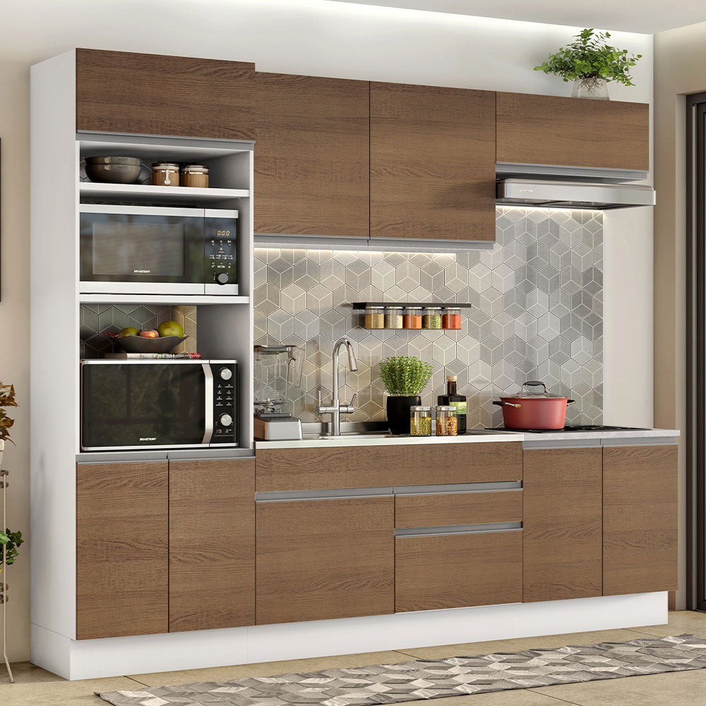 Cocina Integral 270cm Blanco/Marrón Glamy 13