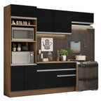 Cocina Integral 270 cm Con Mueble para Horno Marrón/Negro Glamy Madesa