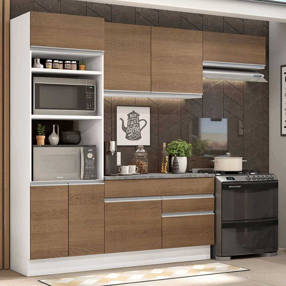 Cocina Integral 270cm Blanco/Marrón Glamy 14