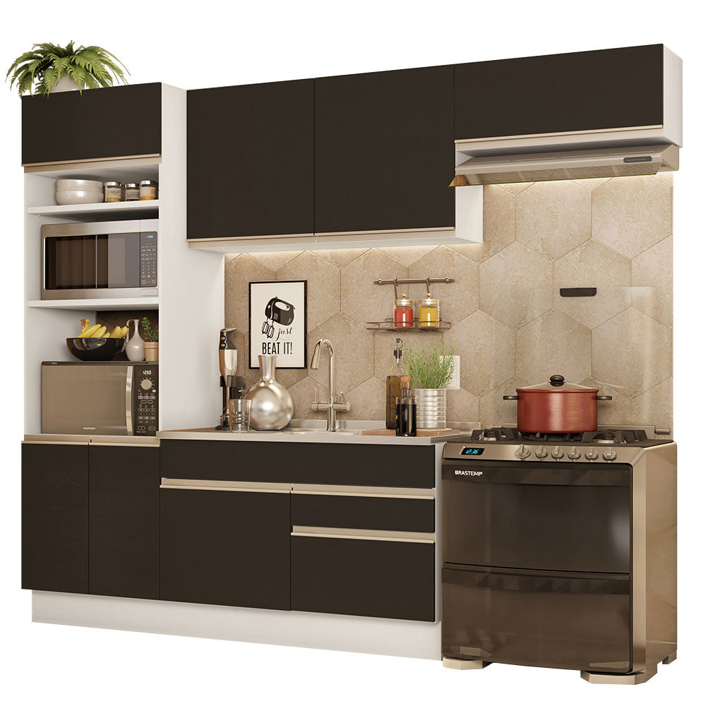 Cocina Integral 270cm Blanco/Negro Glamy 15