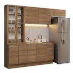 Cocina Integral 270 cm Con Vitrina Marrón Glamy Madesa