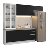 Cocina Integral 270cm Blanco/Negro Glamy 16