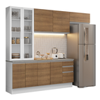 Cocina Integral 270 cm Con Vitrina Blanco/Marrón Glamy Madesa