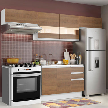 Cocina Integral 280 cm Blanco/Marrón Glamy Madesa