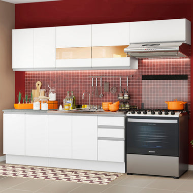 Cocina Integral 280 cm Blanco Glamy Madesa