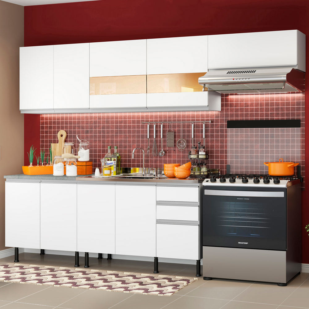 Cocina Integral 280cm Blanco Glamy 03SR