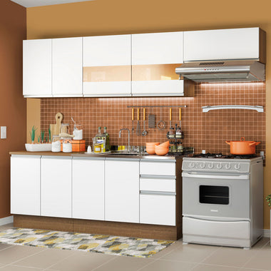 Cocina Integral 280 cm Marrón/Blanco Glamy Madesa