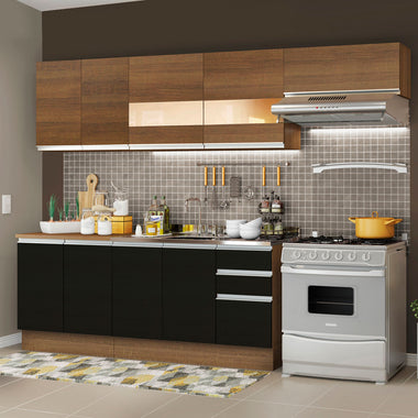 Cocina Integral 280 cm Marrón/Negro Glamy Madesa