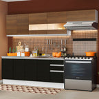 Cocina Integral 280 cm Blanco/Negro/Marrón Glamy Madesa