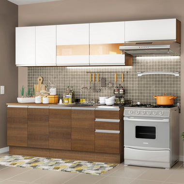 Cocina Integral 280 cm Marrón/Blanco Glamy Madesa