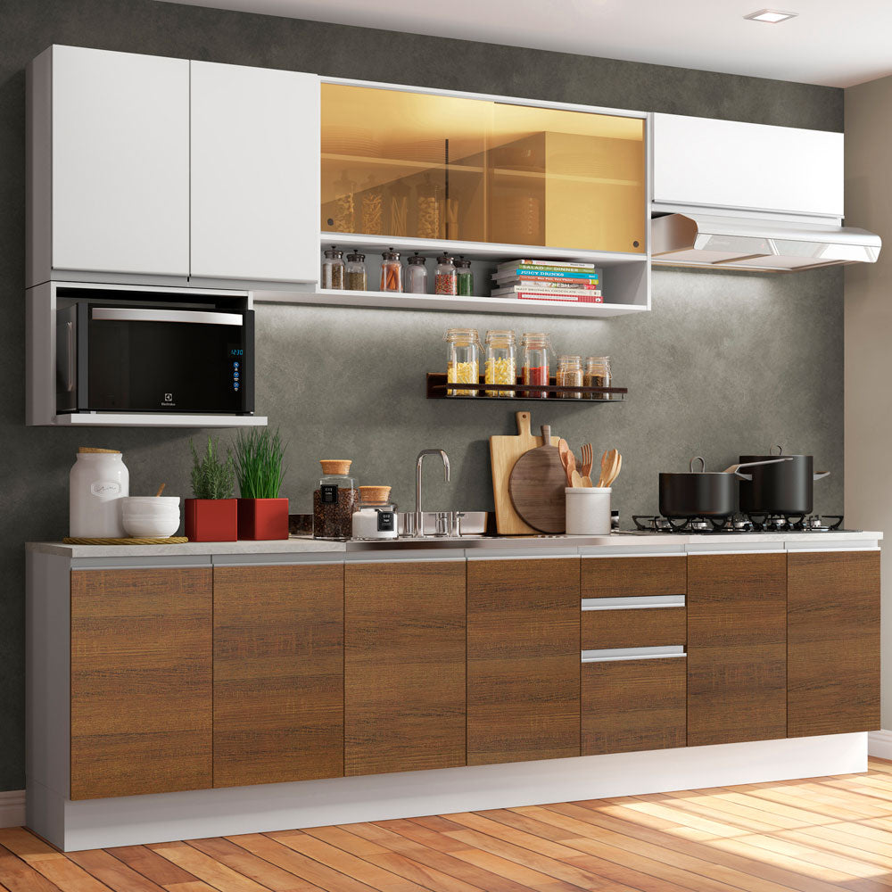 Cocina Integral 280cm Blanco/Marrón/Blanco Glamy 04