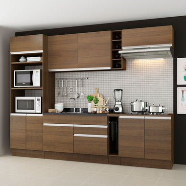 Cocina Integral 290 cm Con Mueble para Horno Marrón Glamy Madesa